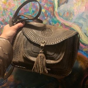 PATRICIA NASH Beaumont Flap Crossbody Purse Distressed Tooled Brown Leather